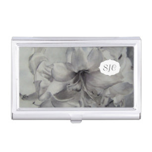 AMARYLLIS WATERCOLOR FLOWER BUSINESS CARD HOLDER