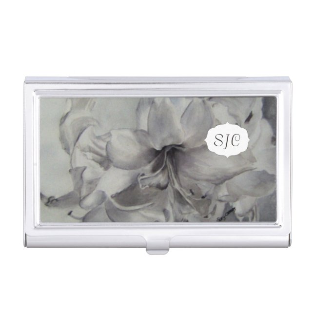 AMARYLLIS WATERCOLOR FLOWER BUSINESS CARD HOLDER (Front)
