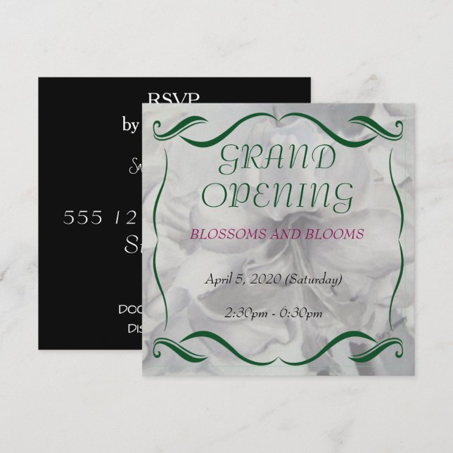 AMARYLLIS WATERCOLOR FLOWER GRAND OPENING INVITE (Front/Back)