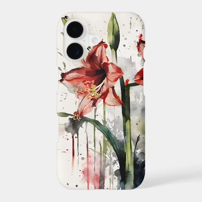 Amaryllis - Watercolor flowers Case-Mate iPhone Case (Back)