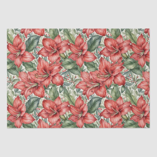 Amaryllis Winter Holiday Tissue Paper (Front)