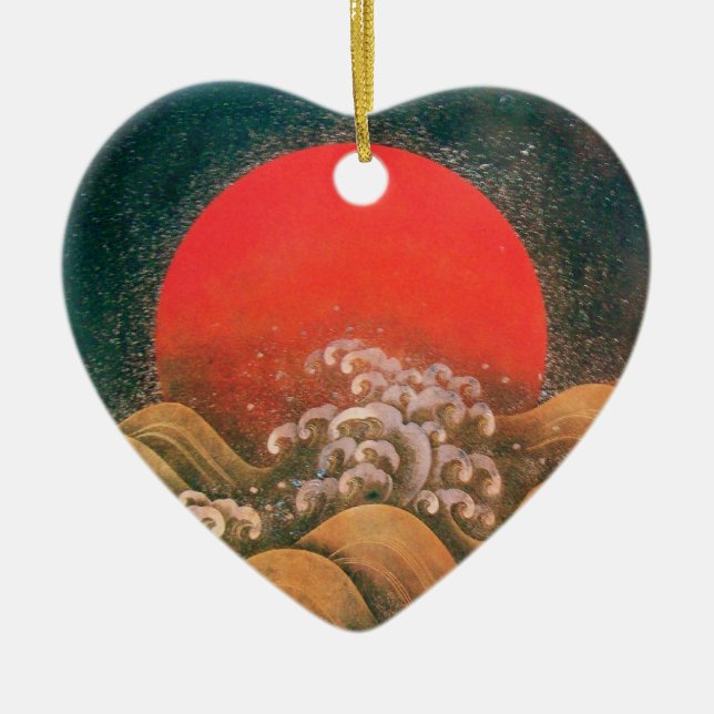 AMATERASU , SUN GODDESS Heart Ceramic Ornament (Front)