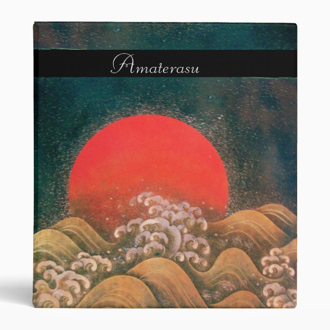 AMATERASU , SUN GODDESS ,red black brown 3 Ring Binder (Front)