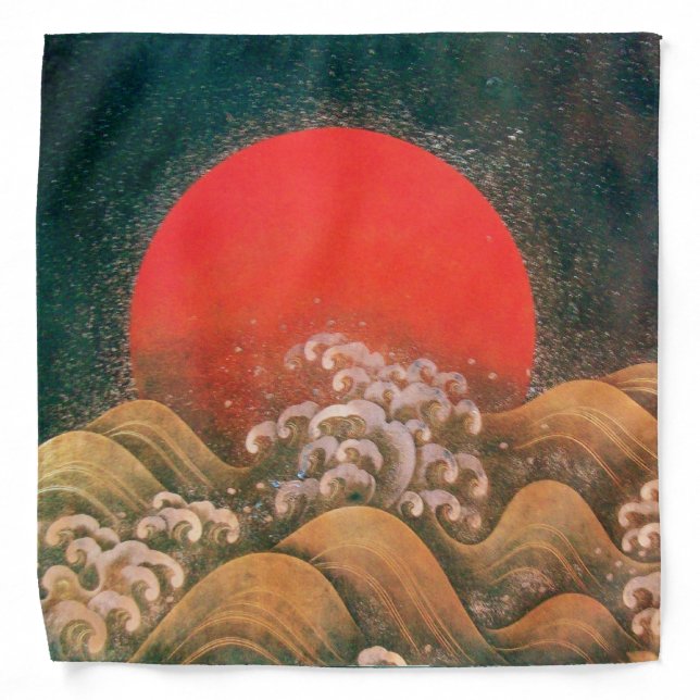 AMATERASU, SUN GODDESS Red Black Brown Bandana (Front)