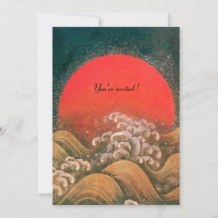 AMATERASU , SUN GODDESS ,red black brown Invitation