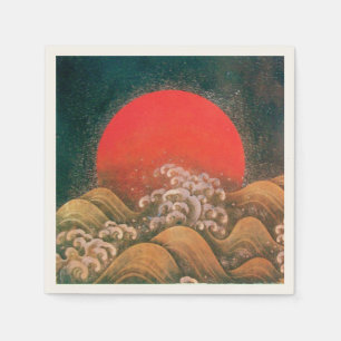 AMATERASU SUN GODDESS Red Black Brown Paper Napkins
