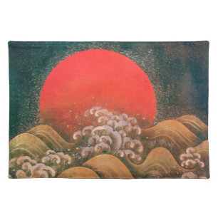 AMATERASU ,SUN GODDESS red brown black Cloth Placemat