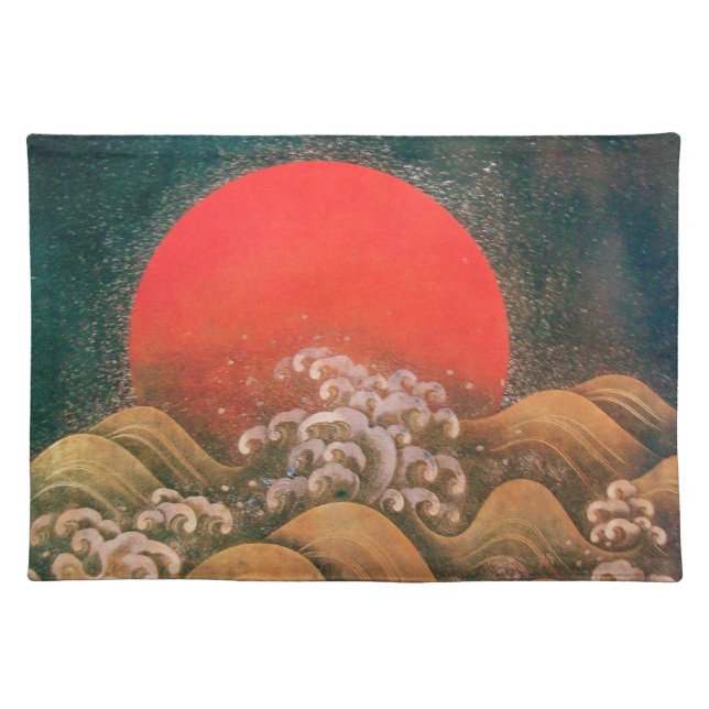 AMATERASU ,SUN GODDESS red brown black Cloth Placemat (Front)