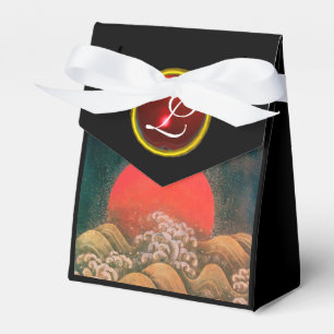 AMATERASU SUN GODDESS,RED GEM MONOGRAM Black Brown Favor Boxes