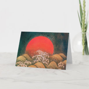 AMATERASU SUN GODDESS Red Yellow Black Brown Green Holiday Card
