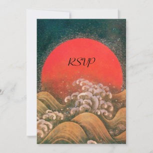 AMATERASU ,SUN GODDESS RSVP red yellow green brown Invitation