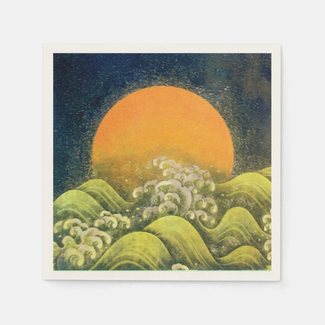 AMATERASU SUN GODDESS Yellow Black Brown Paper Napkins (Front)