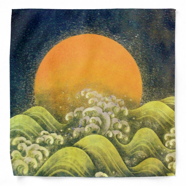 AMATERASU, SUN GODDESS Yellow Black Green Bandana (Front)