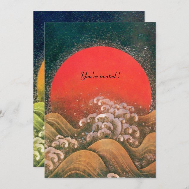 AMATERASU,SUN GODDESS,yellow black red silver Invitation (Front/Back)