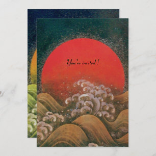 AMATERASU,SUN GODDESS,yellow black red silver Invitation