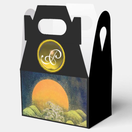 AMATERASU SUN GODDESSYELLOW GEM MONOGRAM Black Favor Boxes