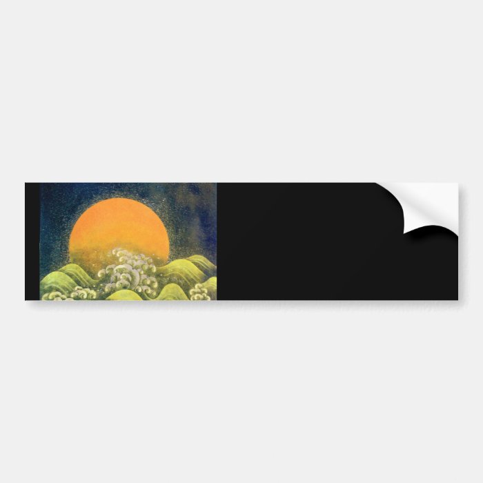 AMATERASU , SUN GODDESS , yellow green black Bumper Stickers