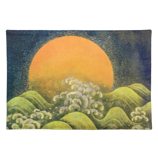 AMATERASU , SUN GODDESS ,yellow green black Cloth Placemat (Front)