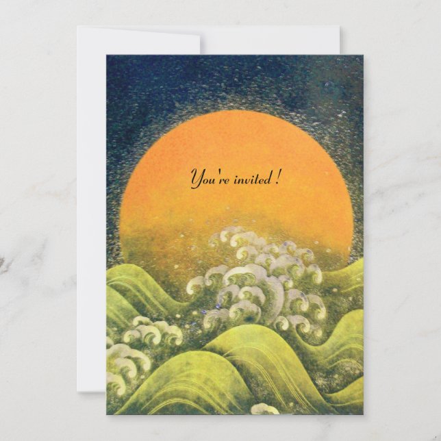 AMATERASU , SUN GODDESS ,yellow green black Invitation (Front)