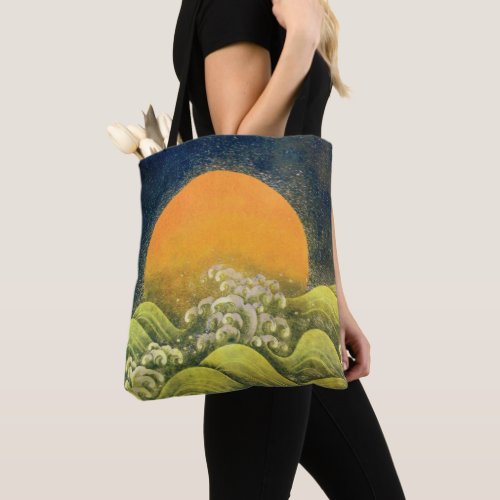 AMATERASU  SUN GODDESS Yellow Green Black Tote Bag