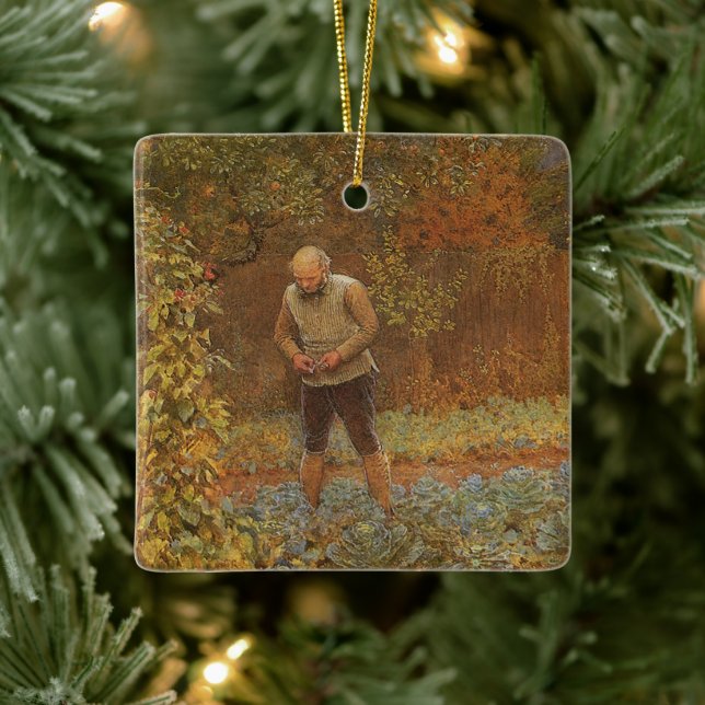 Amateur (Coachman & Cabbages) by Frederick Walker Ceramic Ornament (Tree)