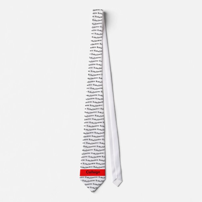 Amateur Radio and Red Call Sign Neck Tie (Front)
