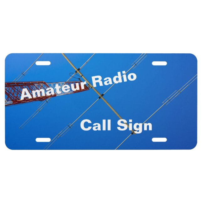 Amateur Radio Angled Antenna and Call Sign License Plate (Front)
