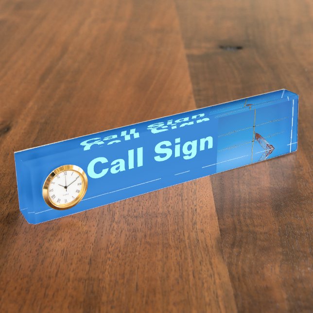 Amateur Radio Call Sign and Antenna 2 & Clock Desk Name Plate (Side)