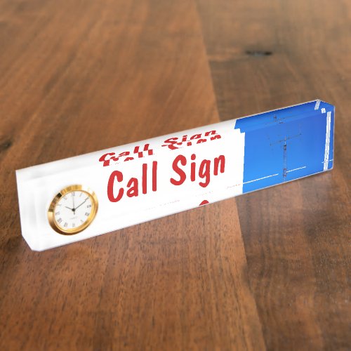 Amateur Radio Call Sign and Antenna 3  Clock Nameplate