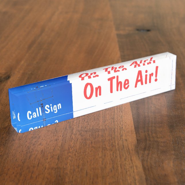 Amateur Radio Call Sign On Air White bg Nameplate (Side)
