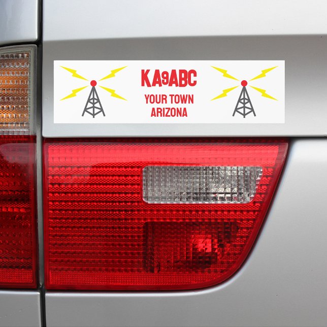 Amateur Radio Ham Operator Antenna and Call Sign Bumper Sticker (Creator Uploaded)