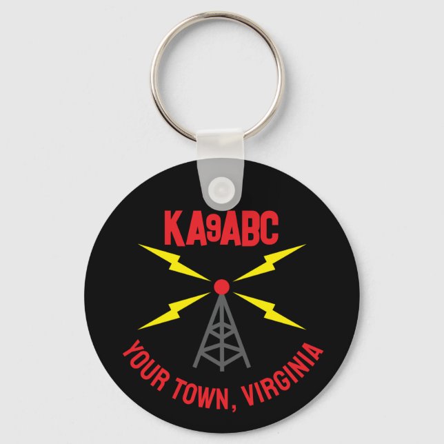 Amateur Radio Ham Operator Antenna and Call Sign Keychain (Front)