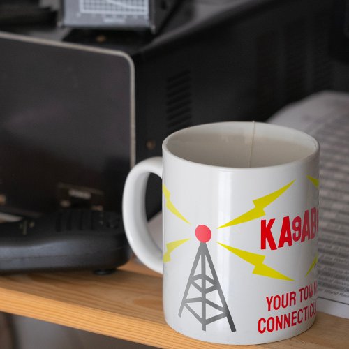 Amateur Radio Ham Operator Antenna and Call Sign Mug