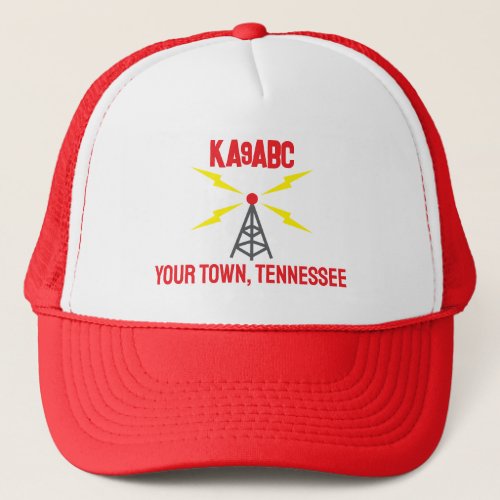 Amateur Radio Ham Operator Antenna and Call Sign Trucker Hat