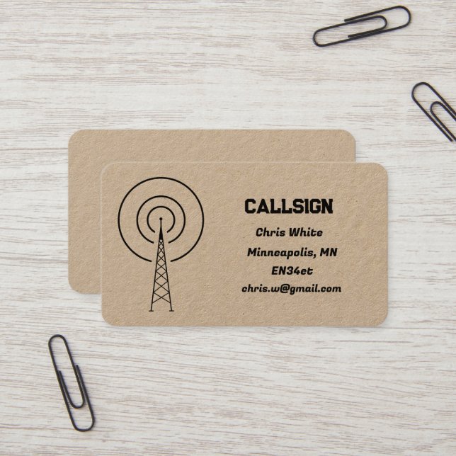 Amateur Radio Kraft Business Card (Front/Back In Situ)