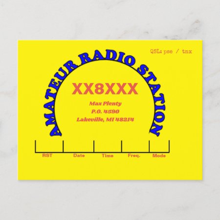 Amateur Radio Station Qsl Card