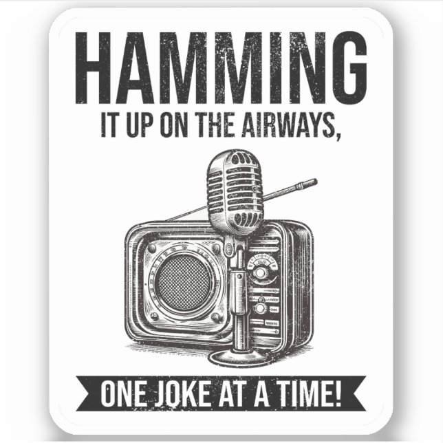 Amateur Vintage Radio Ham Operator Microphone Sticker (Front)