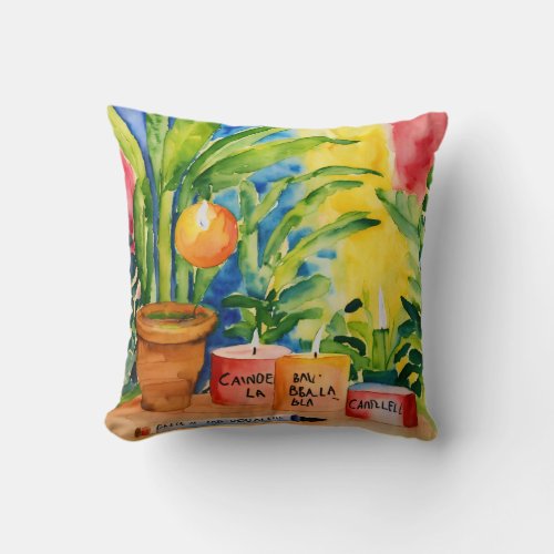 Amateur Watercolor CANDLEBALL Design Pillow  