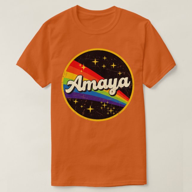 Amaya Rainbow In Space Vintage GrungeStyle T-Shirt (Design Front)
