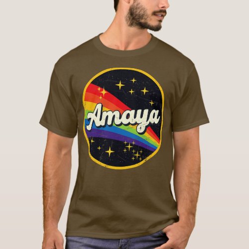 Amaya Rainbow In Space Vintage GrungeStyle T_Shirt