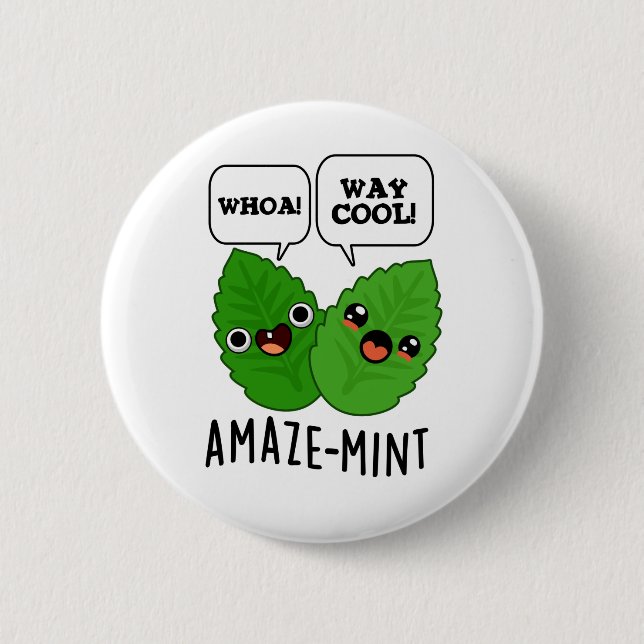 Amaze-mint Funny Mint Leaves Pun  Button (Front)