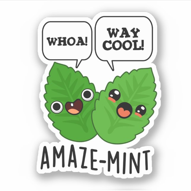 Amaze-mint Funny Mint Leaves Pun  Sticker (Front)