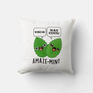 Amaze-mint Funny Mint Leaves Pun Throw Pillow