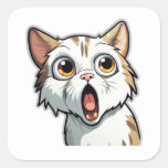 Amazed Feline Wonder Square Sticker