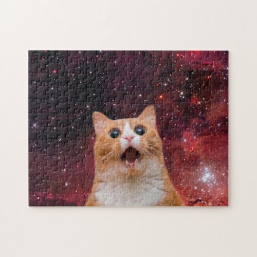 Amazed Space Cat Jigsaw Puzzle