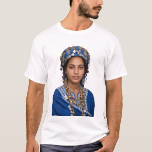 Amazigh Berber Girl - Traditional Blue Headscarf J T-Shirt