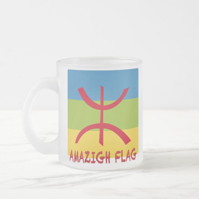 Amazigh flag - berber flag-Drapeau Amazigh Frosted Glass Coffee Mug (Left)