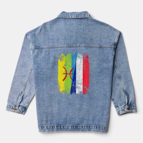 Amazigh Roots Half French Half Kabyl Flag  Denim Jacket