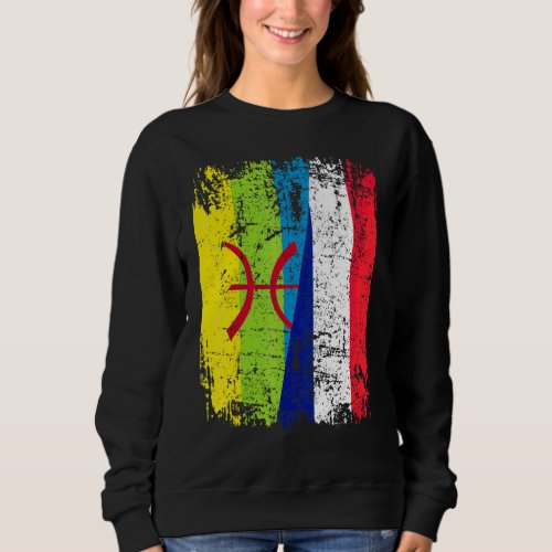 Amazigh Roots Half French Half Kabyl Flag Sweatshirt