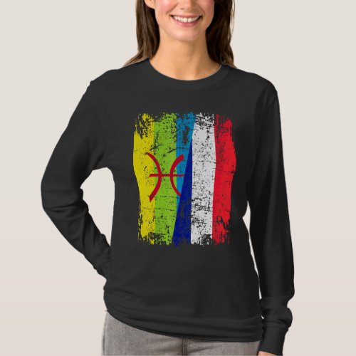 Amazigh Roots Half French Half Kabyl Flag T_Shirt